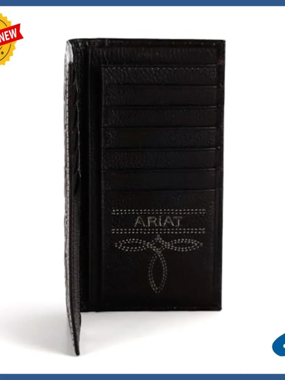 Genuine Leather Bifold Wallet with Feather Embossed Design